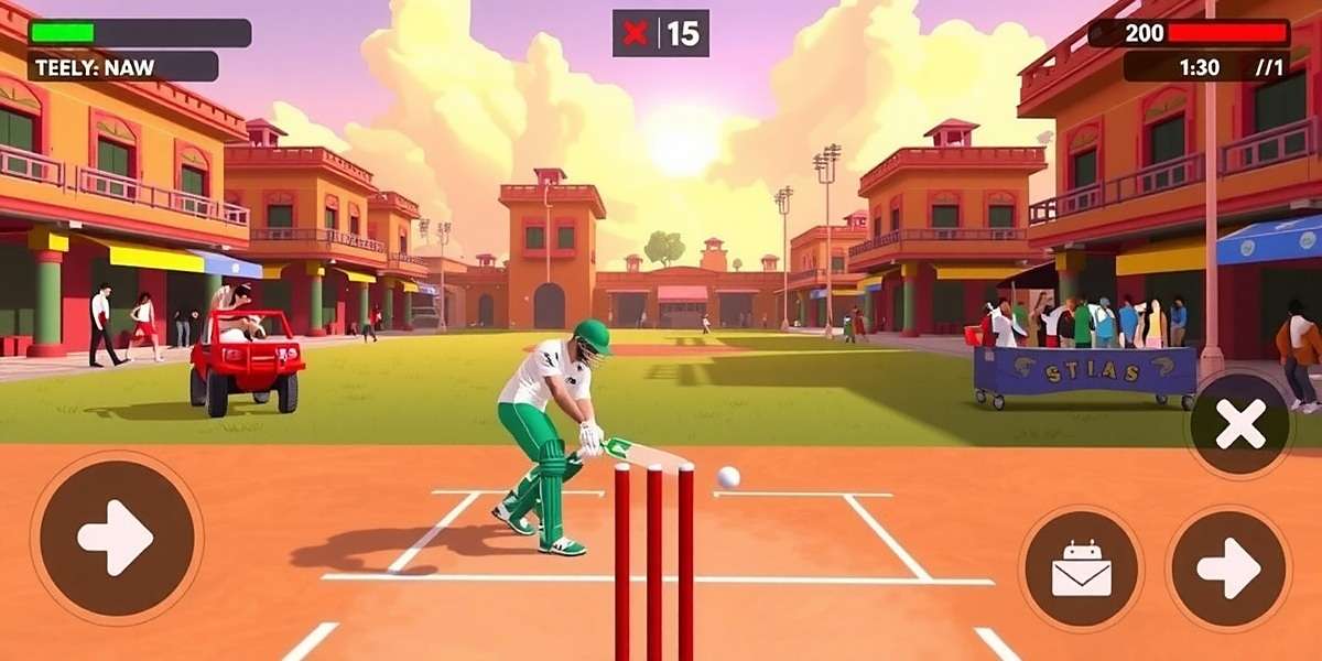 Mapusa Maulers Gameplay Screenshot Mapusa Maulers gameplay screenshot showing batting action in a street cricket setting with buildings and spectators in background